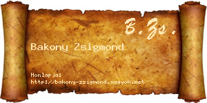 Bakony Zsigmond névjegykártya